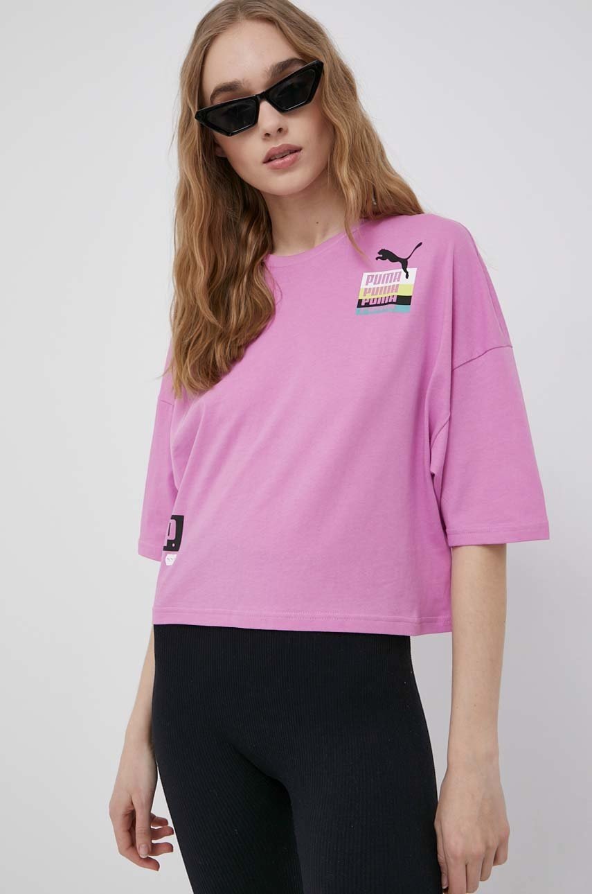 

Хлопковая футболка Puma 534350 цвет розовый