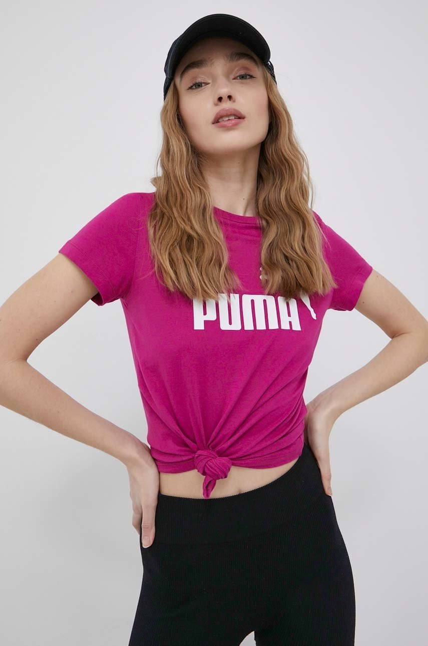 

Памучна тениска Puma в розово, Розов