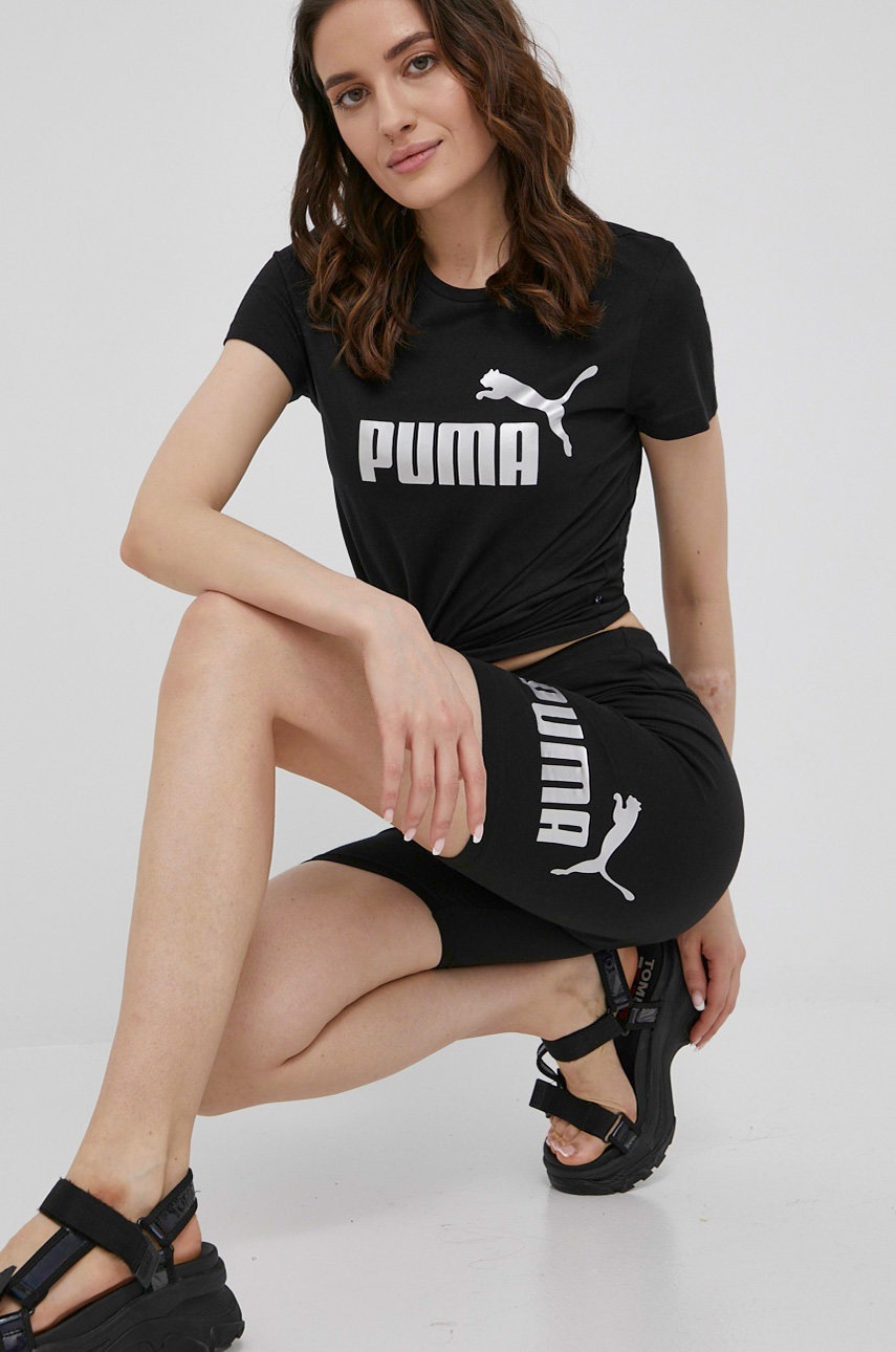 Levně Bavlněné tričko Puma 848303 černá barva