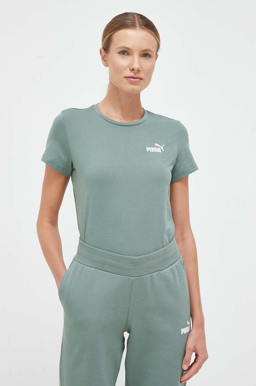 Bavlněné tričko Puma zelená barva - zelená - 100 % Bavlna