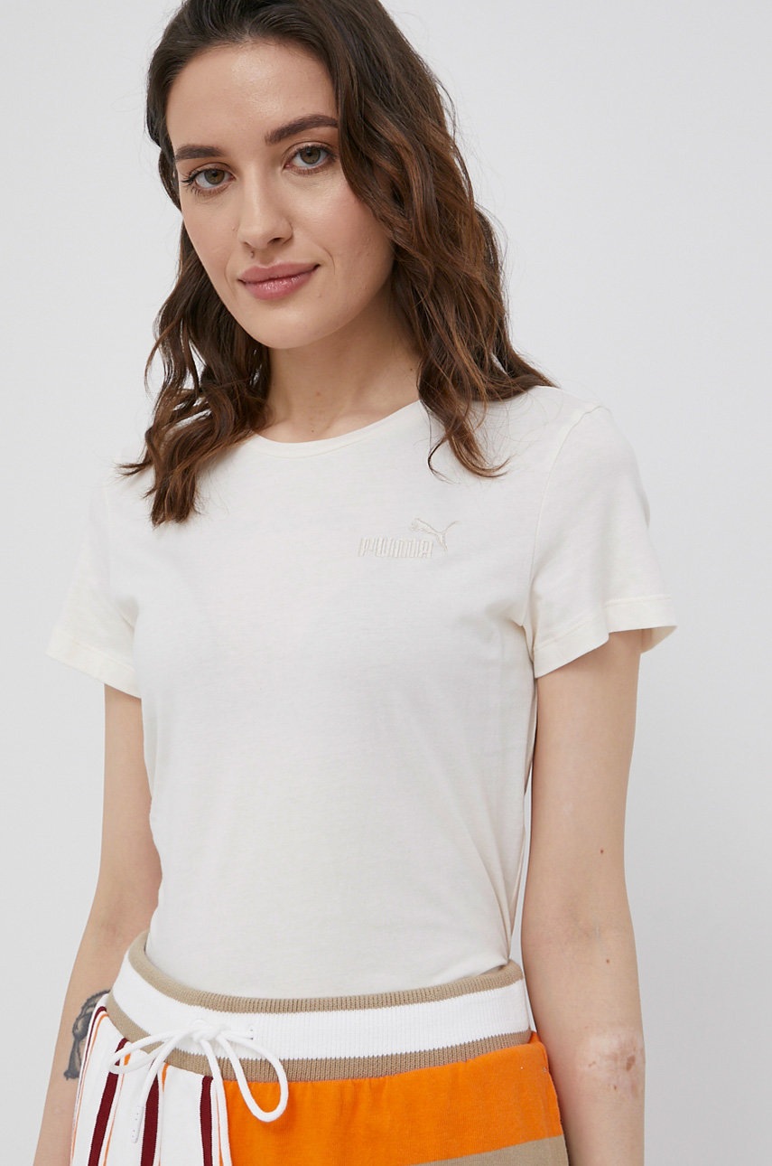 Puma tricou din bumbac 848331 culoarea bej