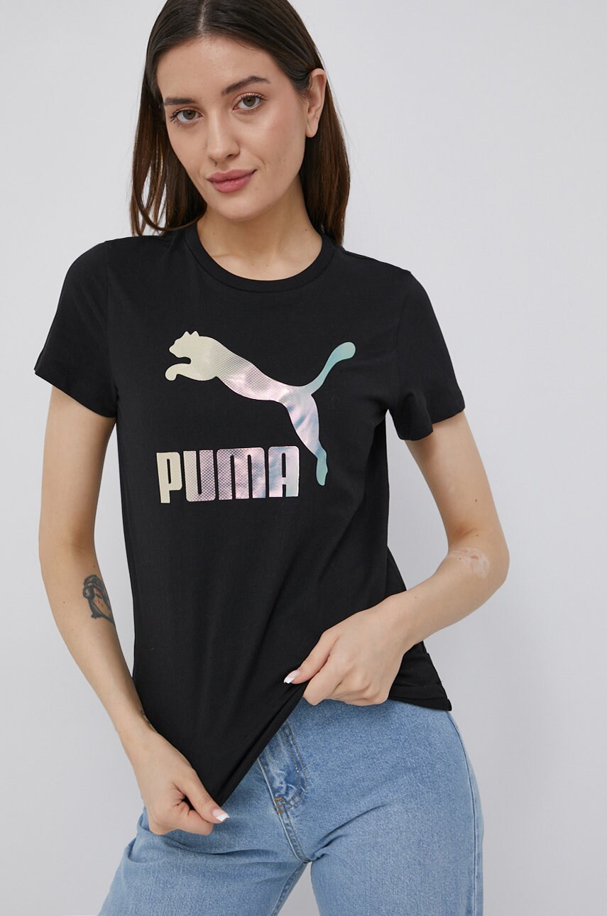 Puma tricou din bumbac 53469601 culoarea negru