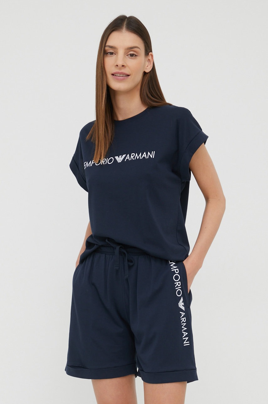 

Памучна тениска Emporio Armani Underwear в тъмносиньо, Тъмносин