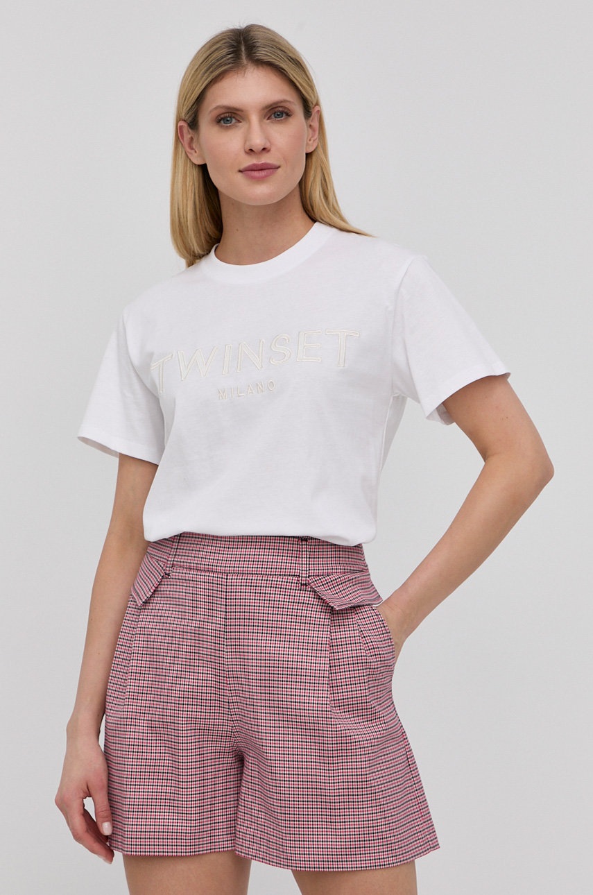 

Памучна тениска Twinset в бяло, Бял