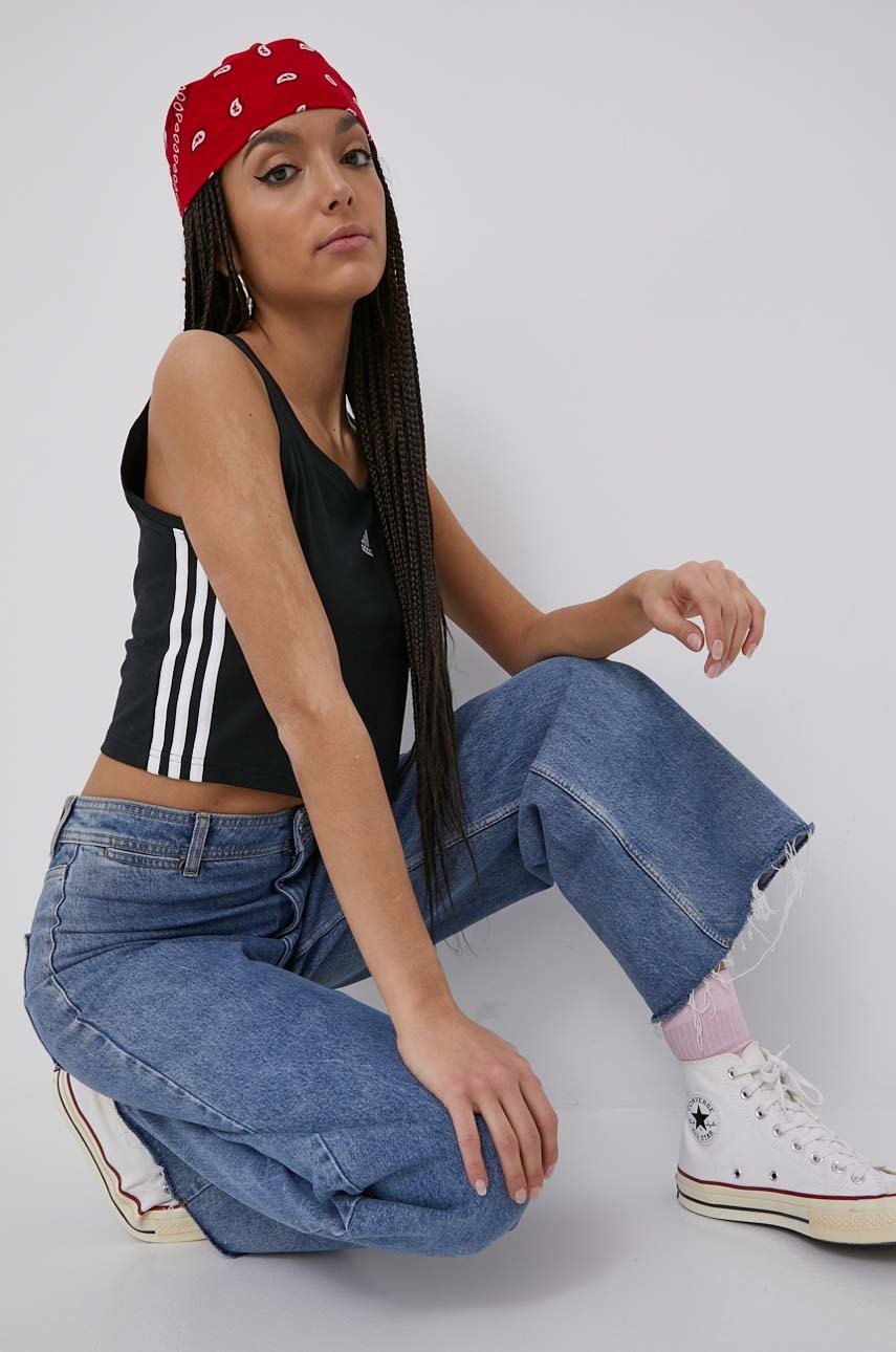 

Бавовняний топ adidas колір чорний