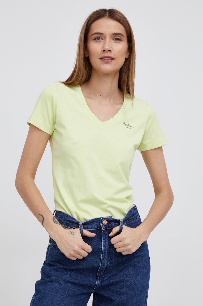 Pepe Jeans Tricou Violette femei, culoarea verde answear imagine noua