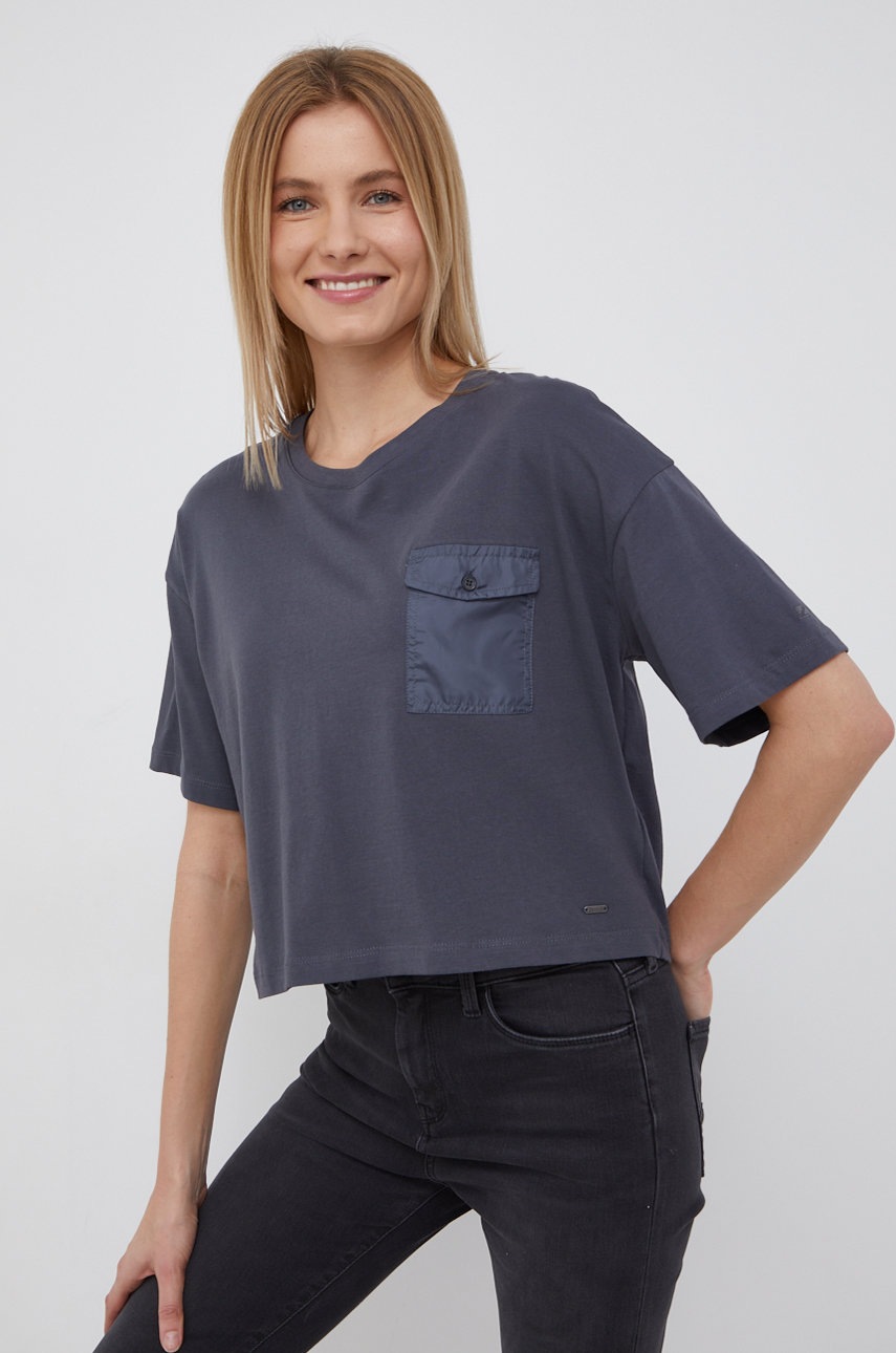 

Памучна тениска Pepe Jeans Daiana в сиво, Сив