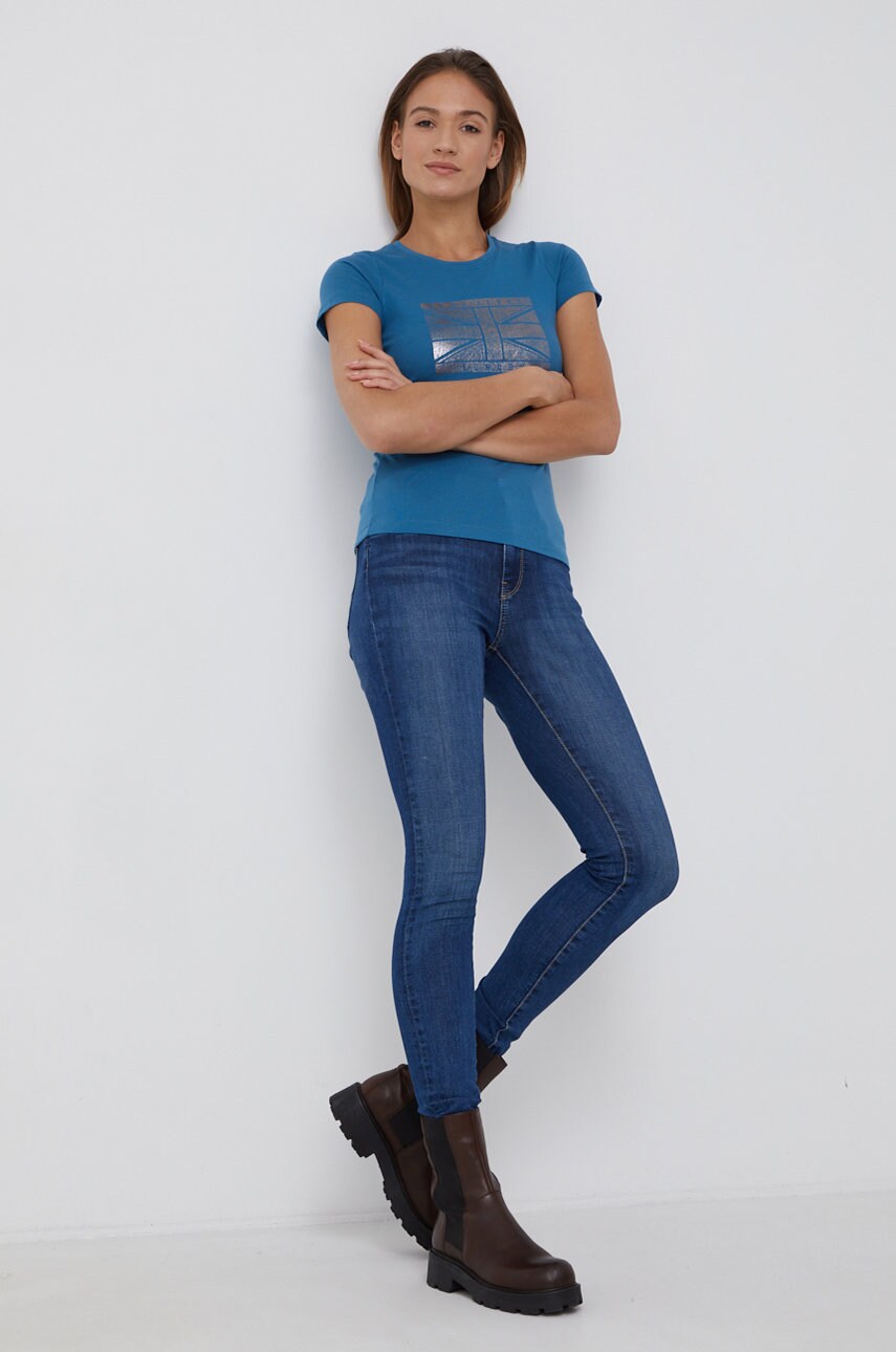 

Бавовняна футболка Pepe Jeans Beatriz колір бірюзовий