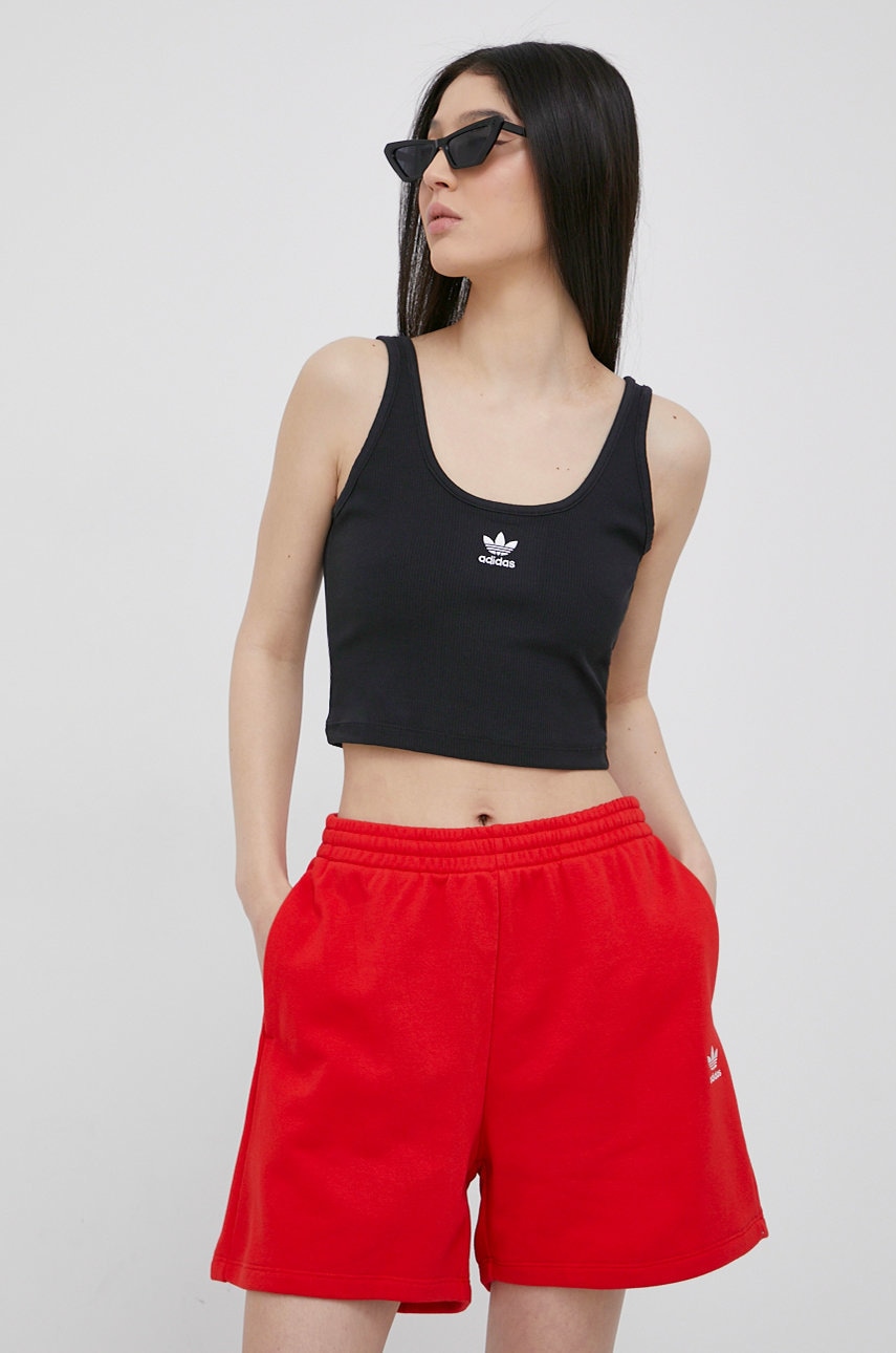 Levně Top adidas Originals dámský, černá barva, HF3399-BLACK