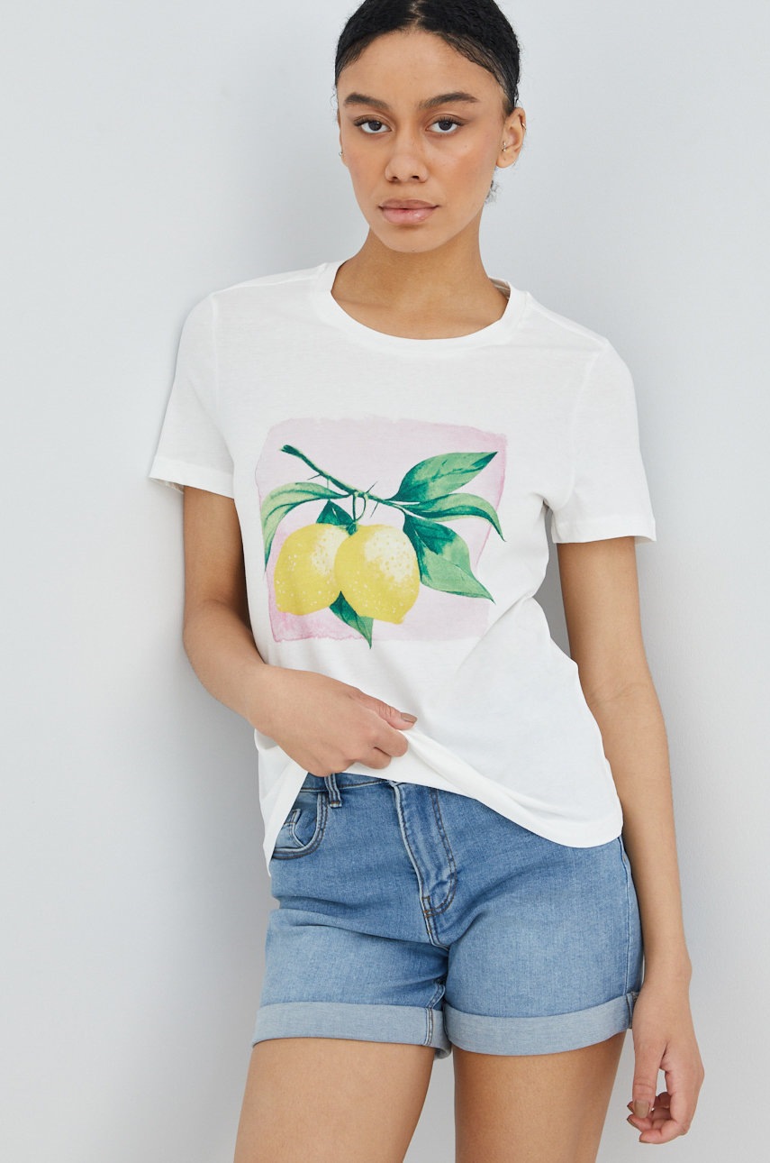 

Памучна тениска Vero Moda в бяло, Бял
