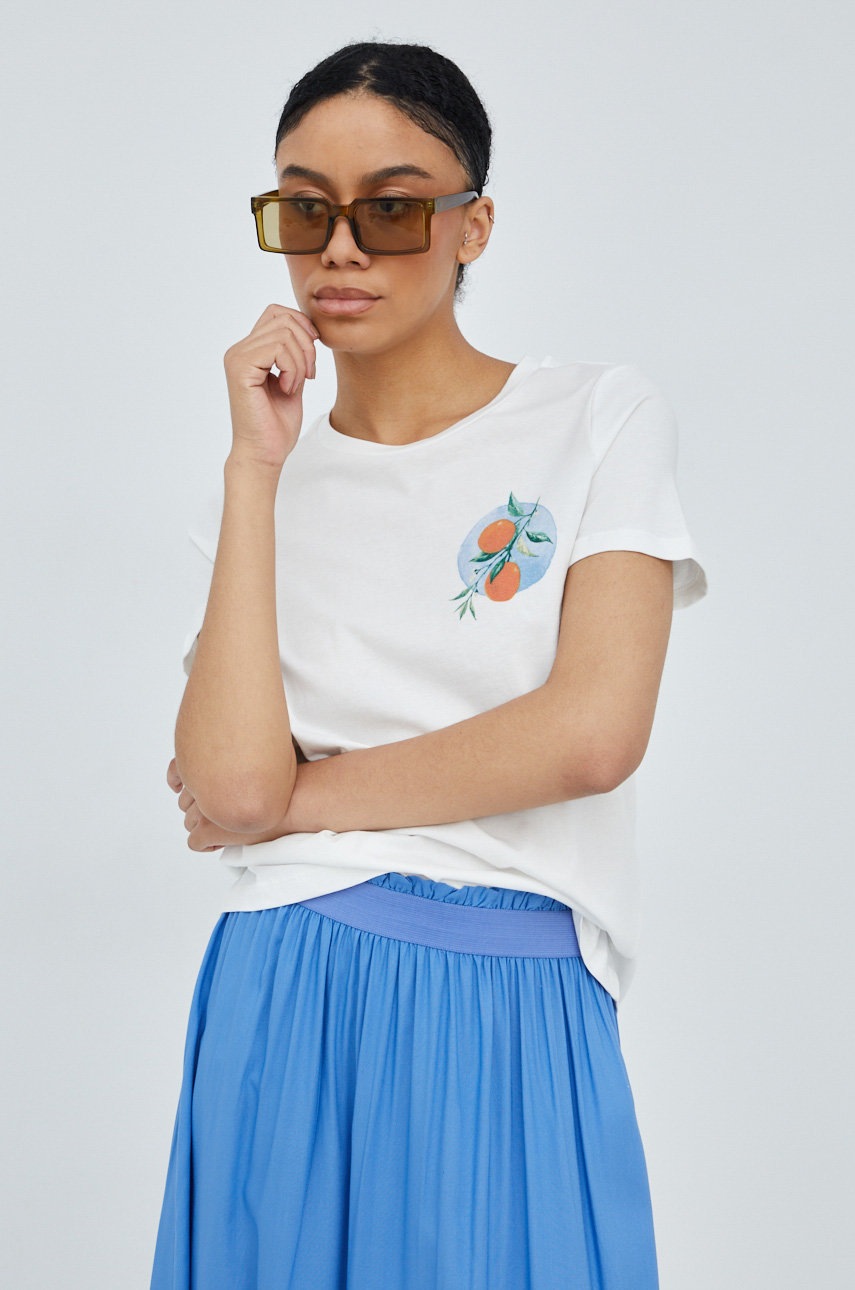 

Памучна тениска Vero Moda в бяло, Бял