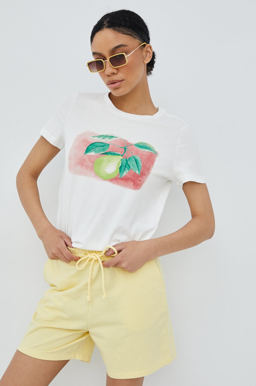 Vero Moda tricou din bumbac culoarea alb