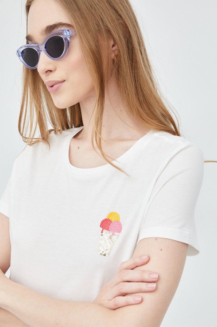 

Памучна тениска Vero Moda в бяло, Бял