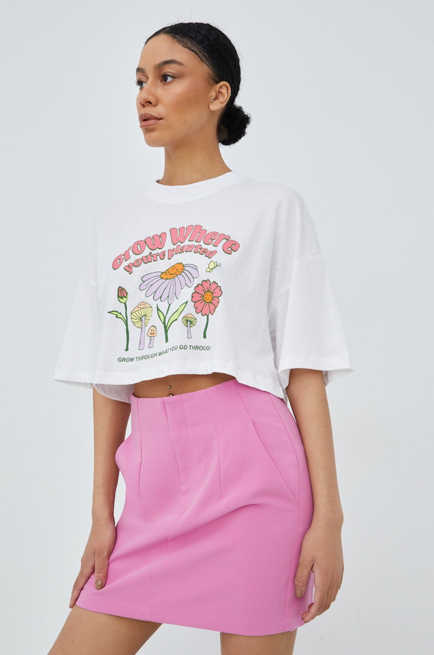 

Памучна тениска Only в бяло, Бял