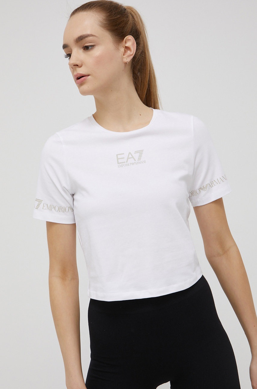 

Тениска EA7 Emporio Armani дамска в бяло, Бял