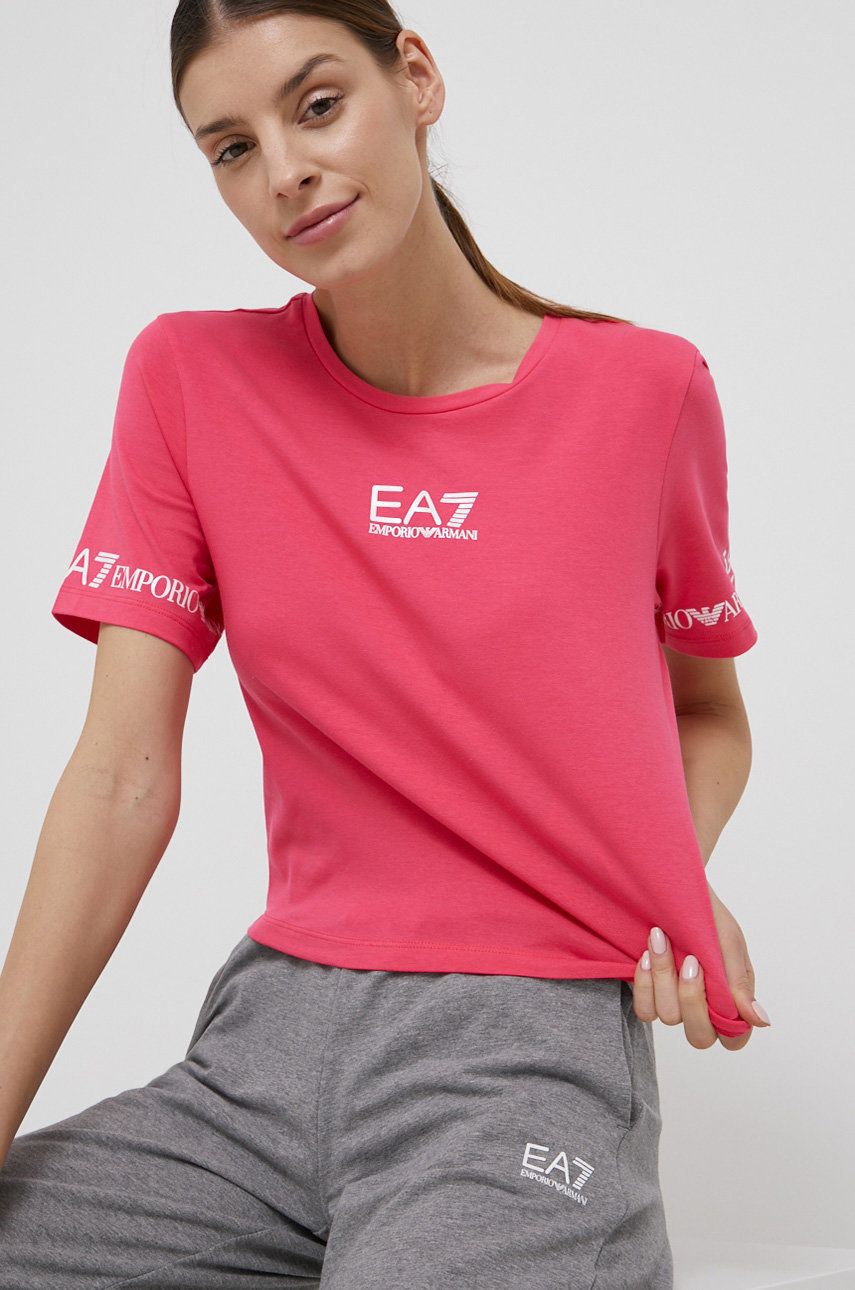 EA7 Emporio Armani tricou femei, culoarea violet ANSWEAR