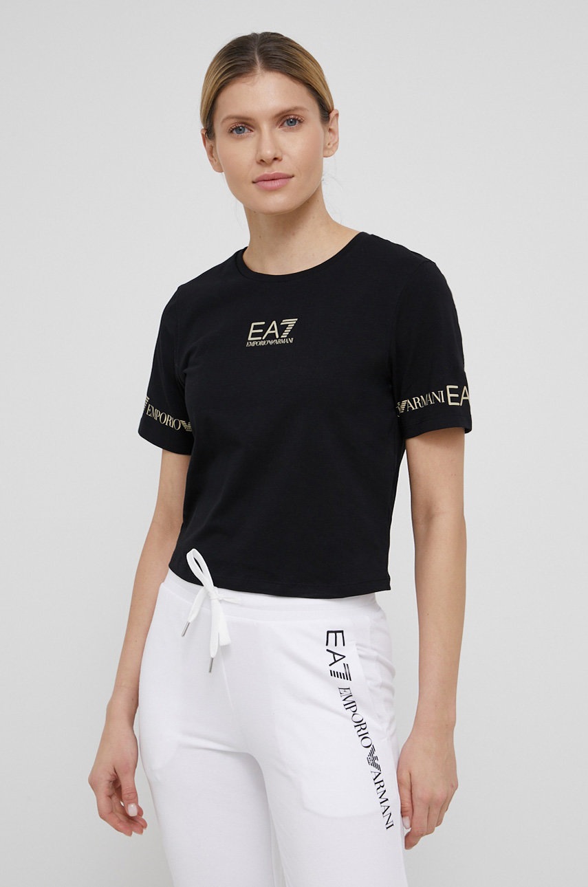 

Тениска EA7 Emporio Armani дамска в черно, Черен
