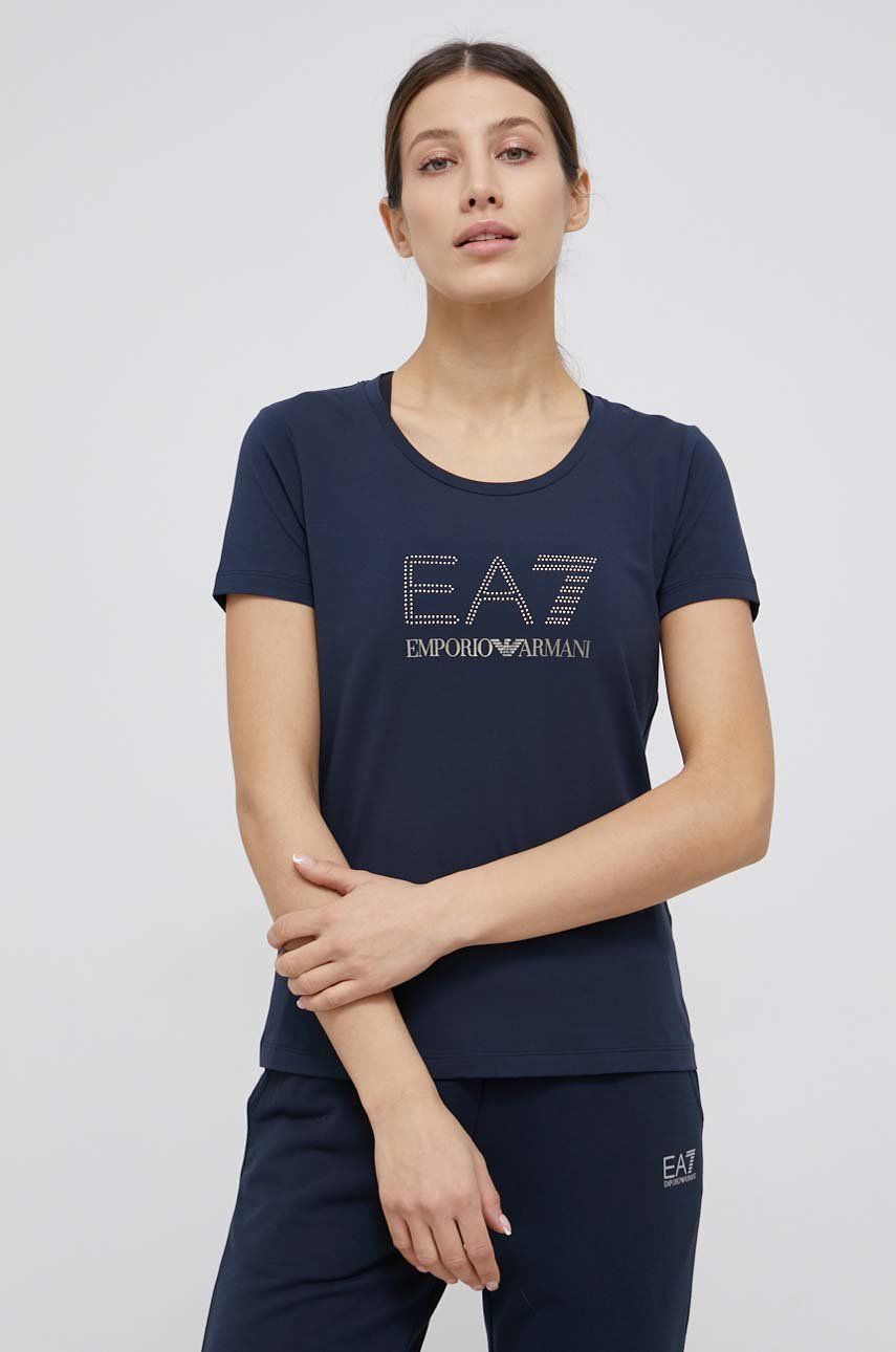 EA7 Emporio Armani T-shirt damski kolor granatowy