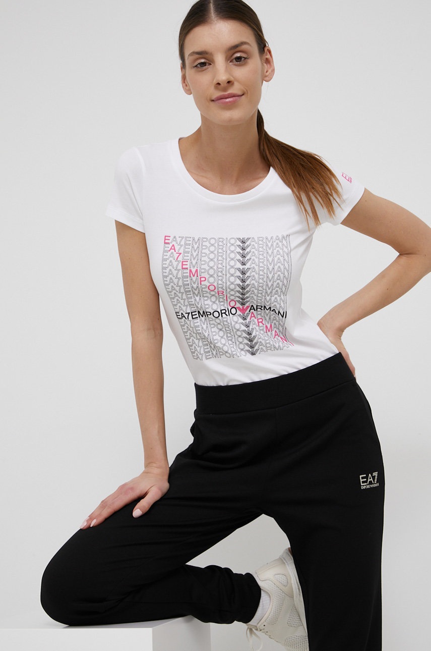 

Тениска EA7 Emporio Armani дамска в бяло, Бял