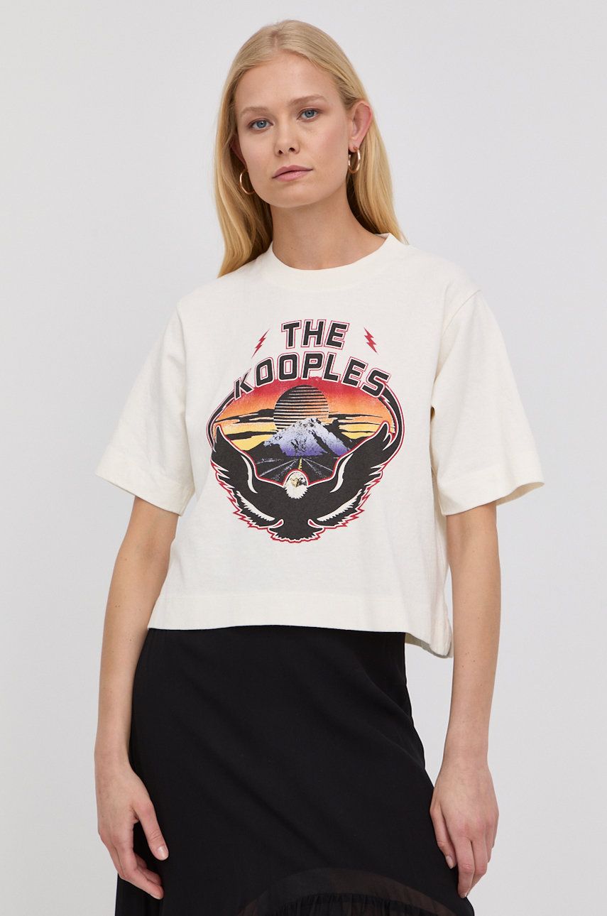 The Kooples Tricou Din Bumbac Culoarea Bej