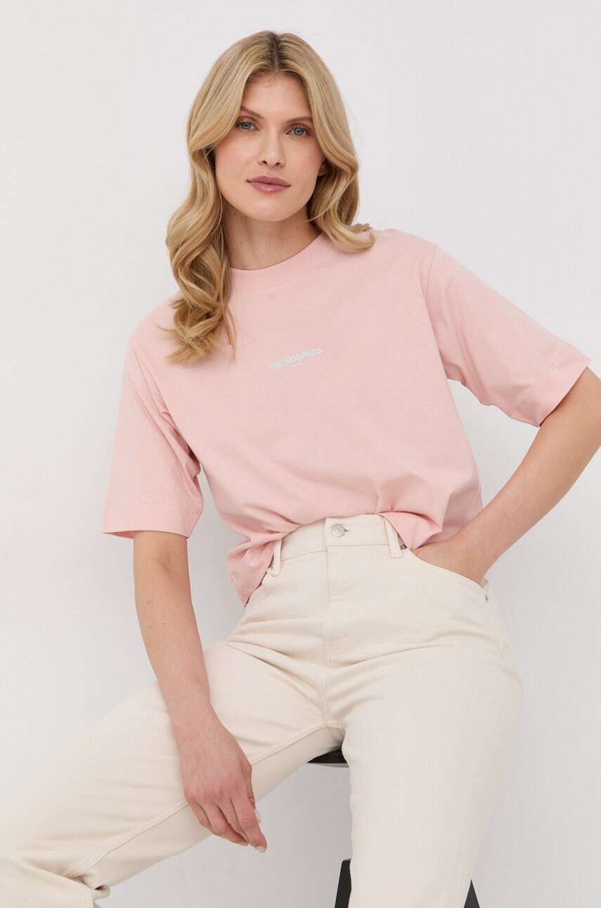 The kooples tricou din bumbac culoarea roz