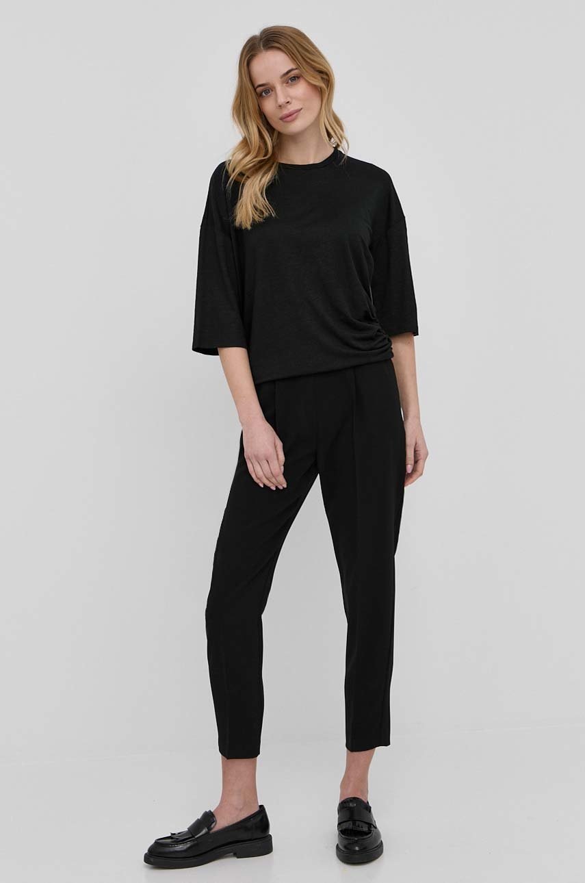

Льняная футболка Max Mara Leisure цвет чёрный