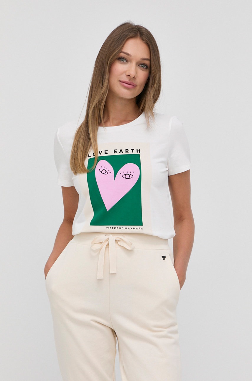 

Тениска Weekend Max Mara дамски в бяло, Бял