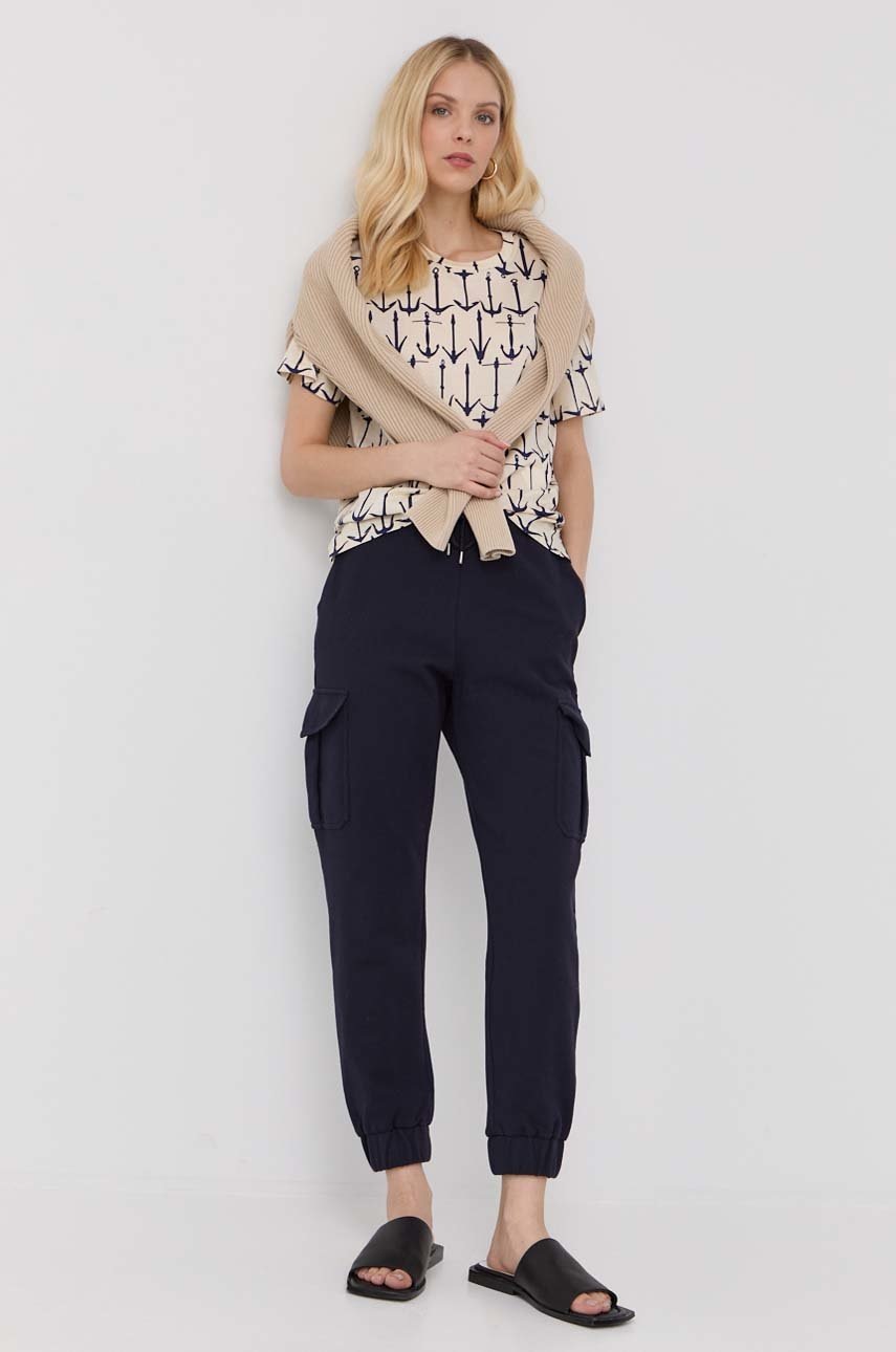 

Памучна тениска Weekend Max Mara в тъмносиньо, Тъмносин