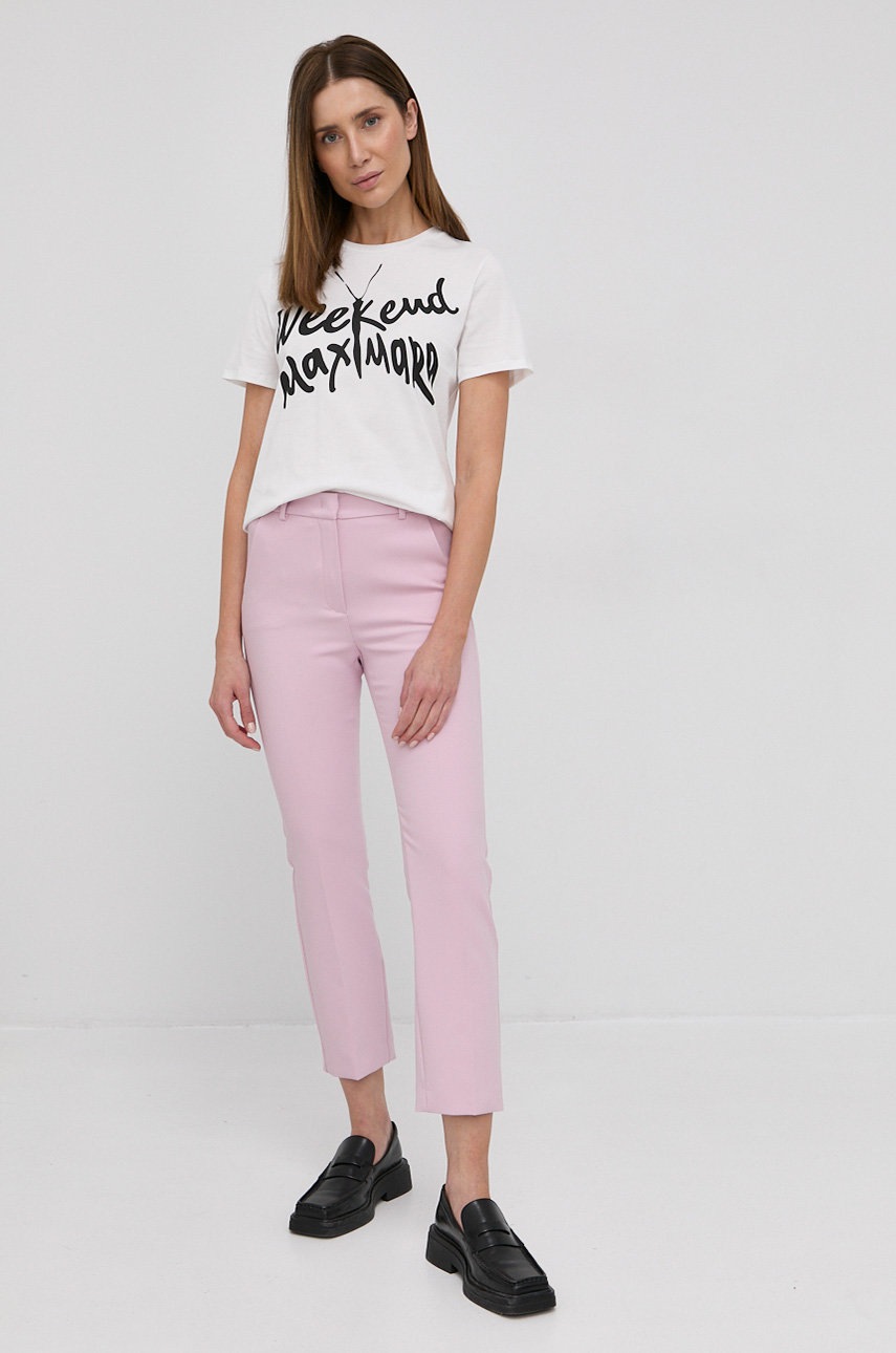 

Бавовняна футболка Weekend Max Mara колір білий