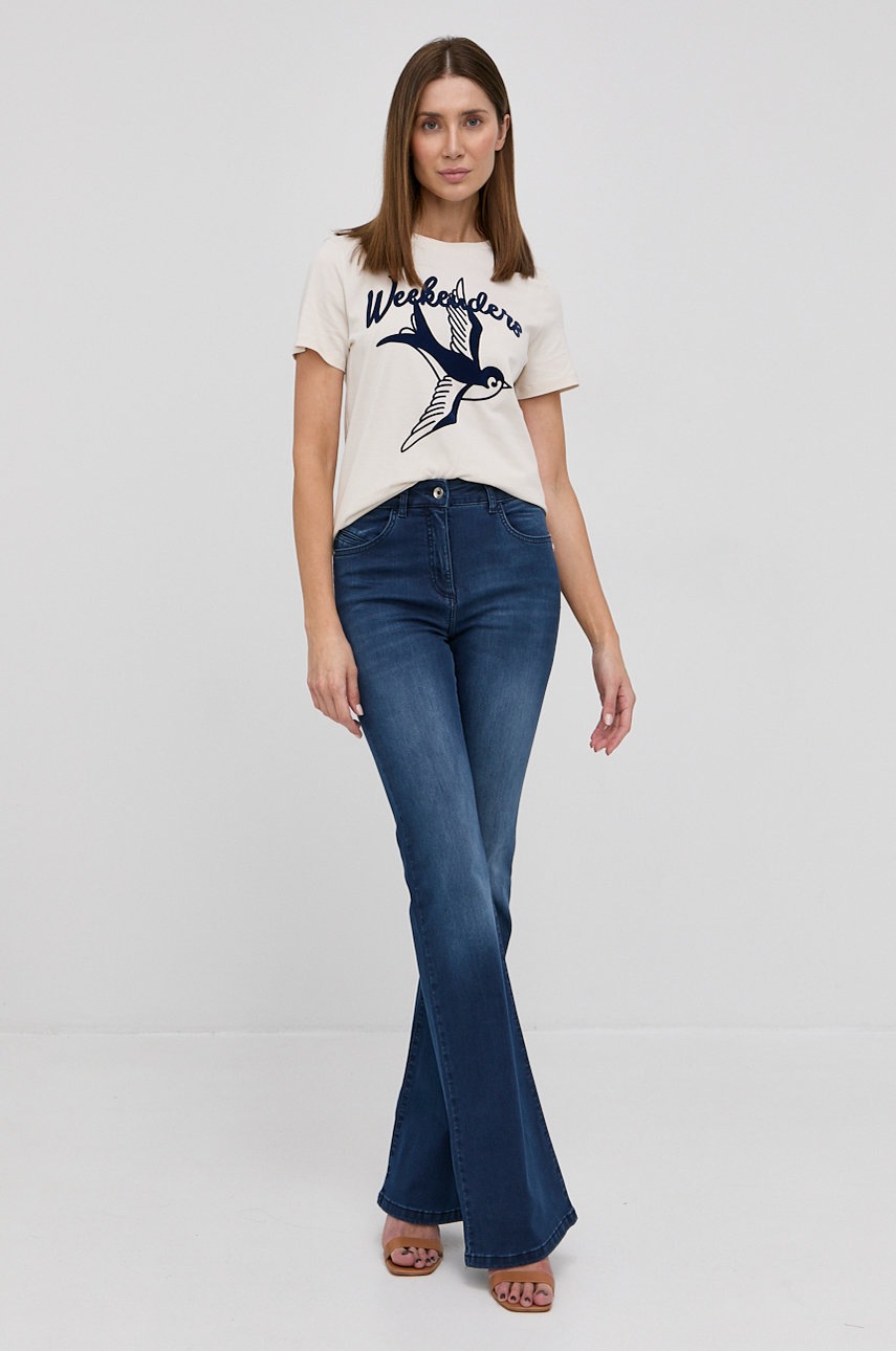 

Хлопковая футболка Weekend Max Mara цвет кремовый