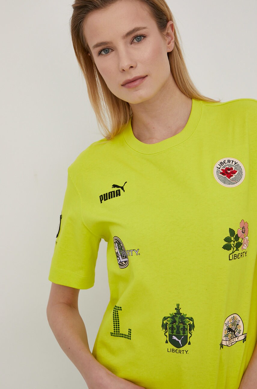 

Хлопковая футболка Puma Puma X Liberty 534049 цвет зелёный