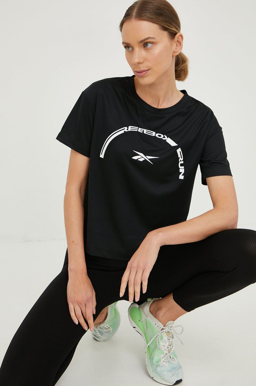Reebok tricou de alergare Workout Ready culoarea negru alergare imagine noua