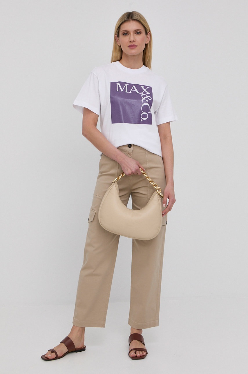 

Хлопковая футболка MAX&Co. цвет фиолетовый