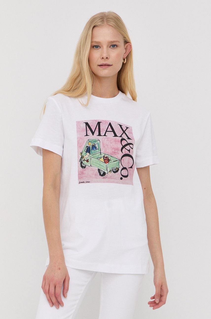 

Памучна тениска MAX&Co. в бяло, Бял