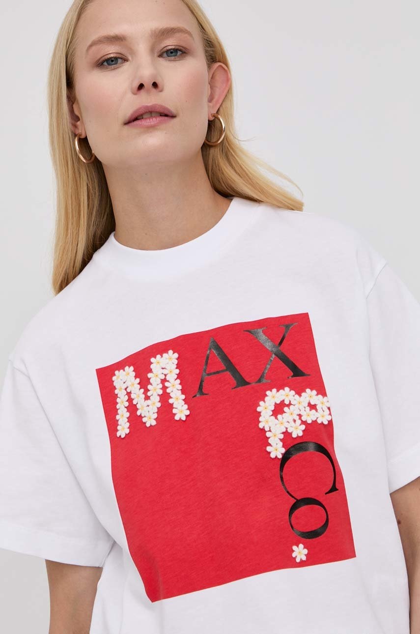 

Памучна тениска MAX&Co. в бяло, Бял