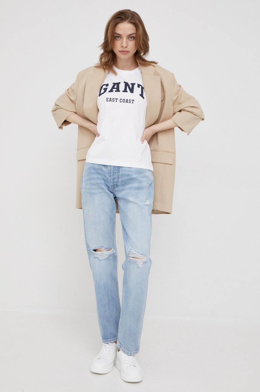 

Хлопковая футболка Gant цвет белый