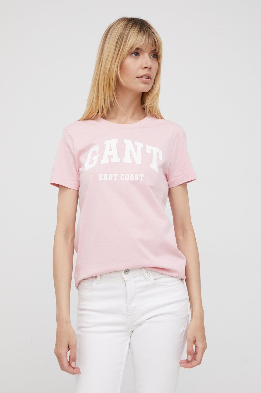 Gant tricou din bumbac culoarea roz imagine reduceri black friday 2021 answear.ro