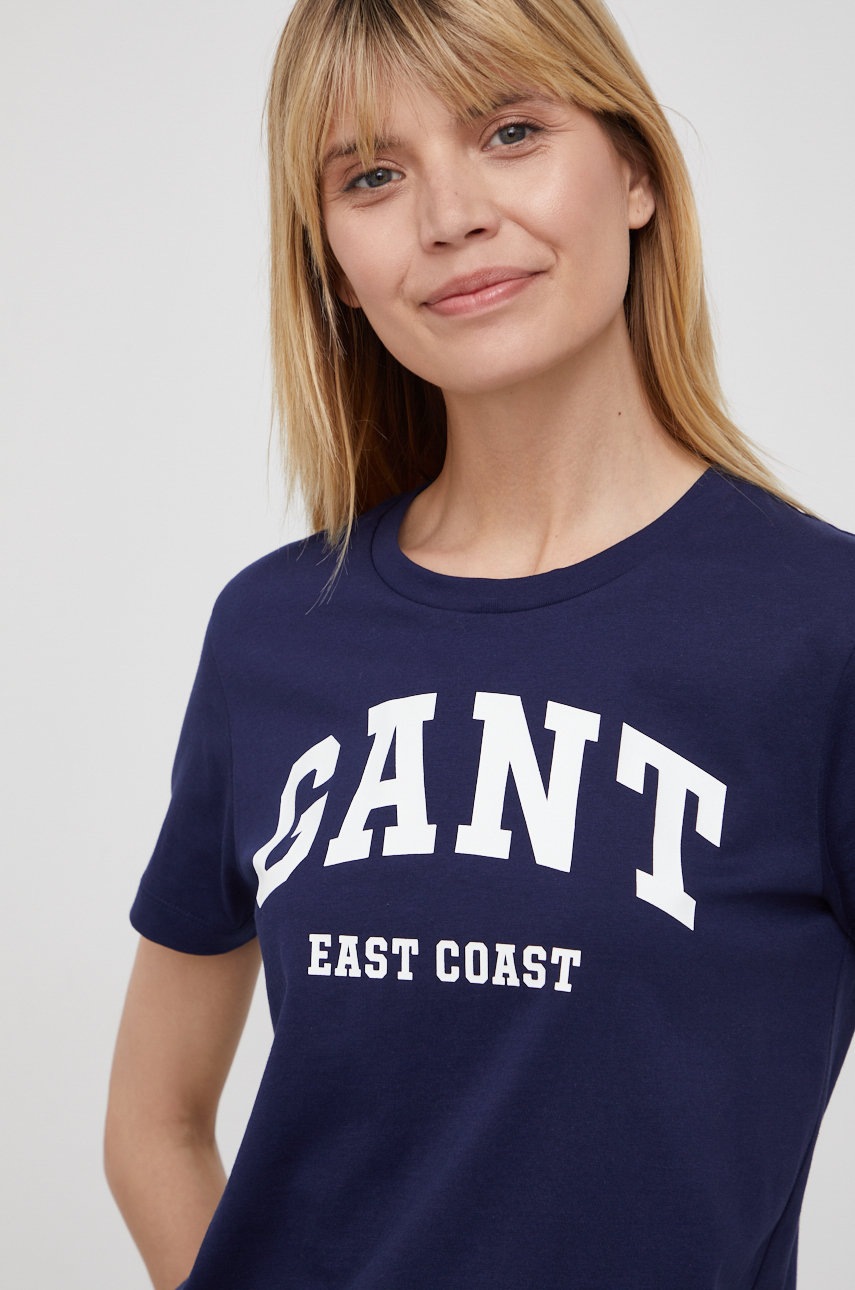 

Памучна тениска Gant в тъмносиньо, Тъмносин