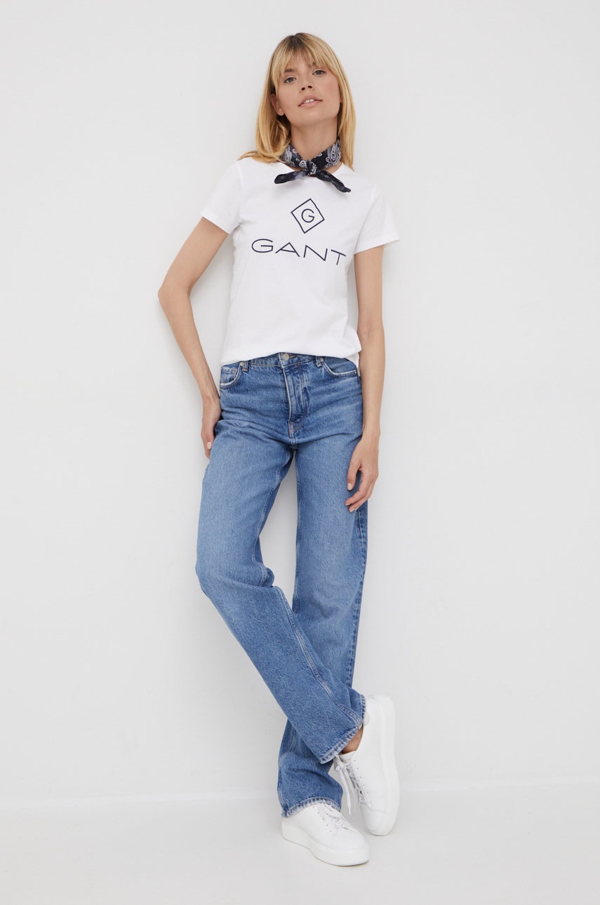 

Хлопковая футболка Gant цвет белый