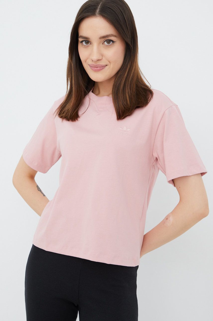 adidas Originals t-shirt bawełniany Trefoil Moments kolor różowy