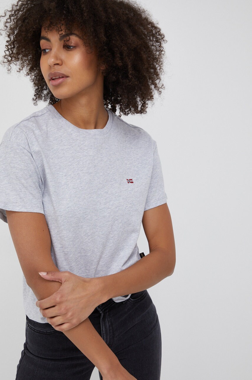 Napapijri tricou din bumbac culoarea gri