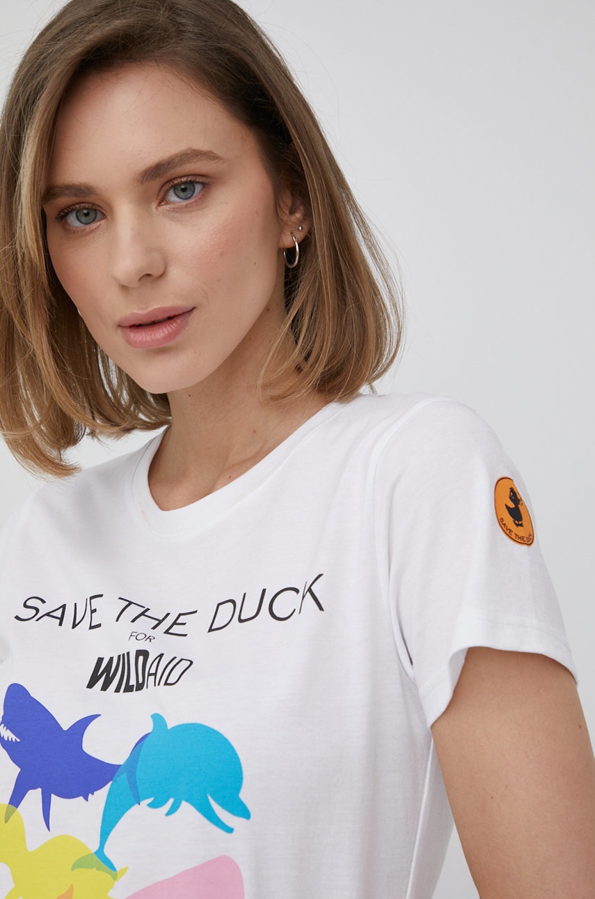 

Памучна тениска Save The Duck в бяло, Бял