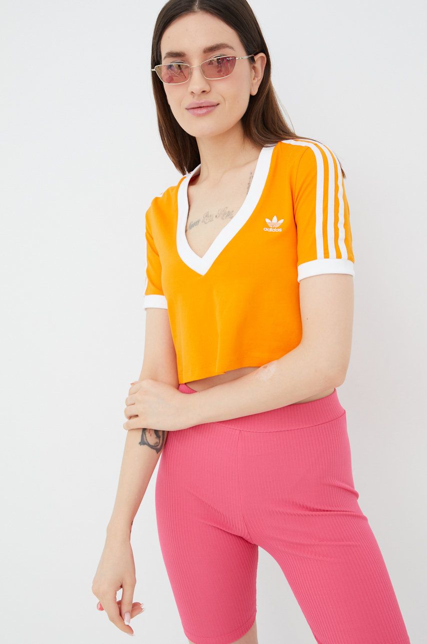 Tričko adidas Originals Adicolor oranžová barva, HC2029-BORANG - oranžová -  Hlavní materiál: 9