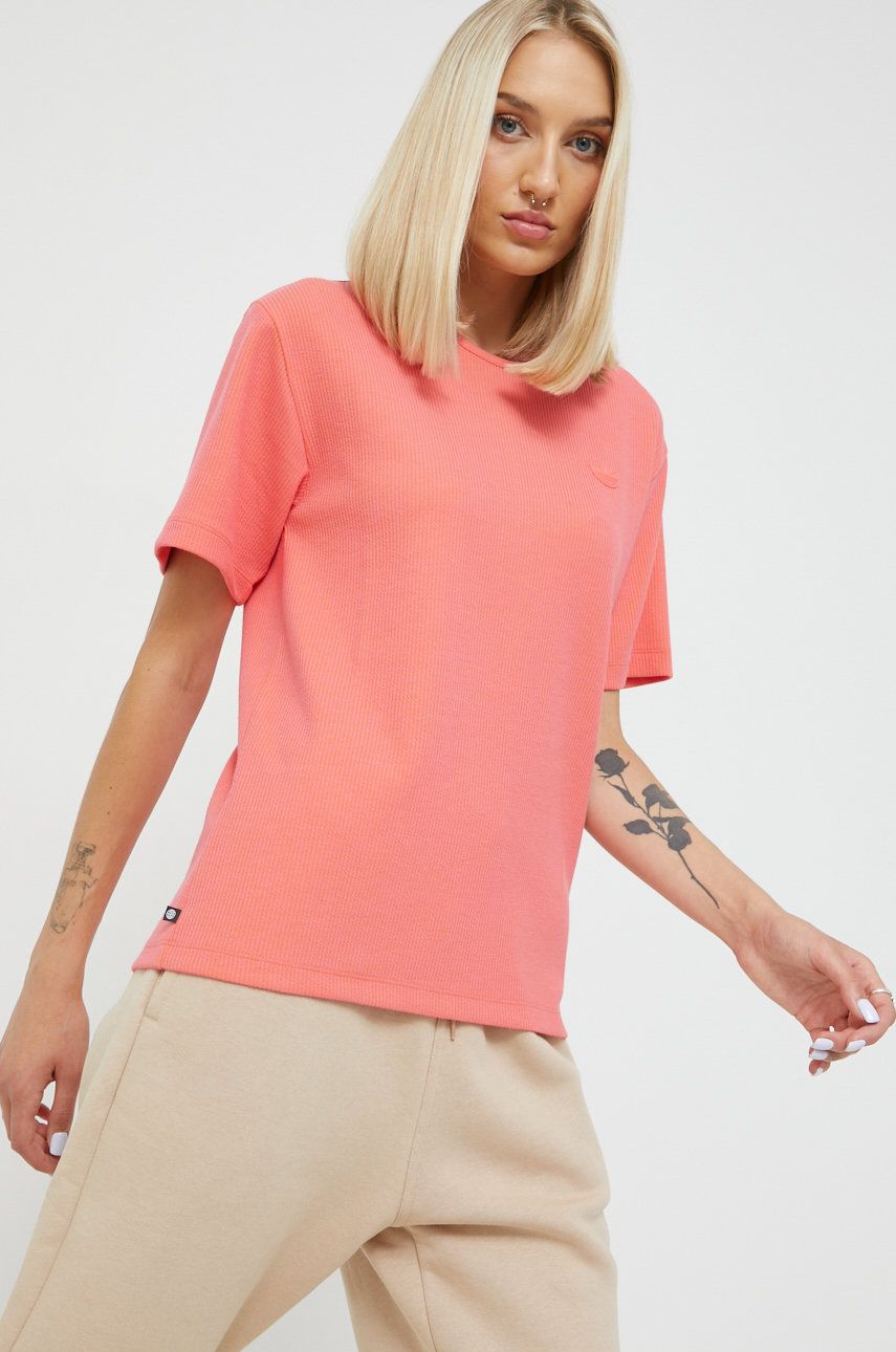 adidas Originals t-shirt Trefoil Moments damski kolor różowy
