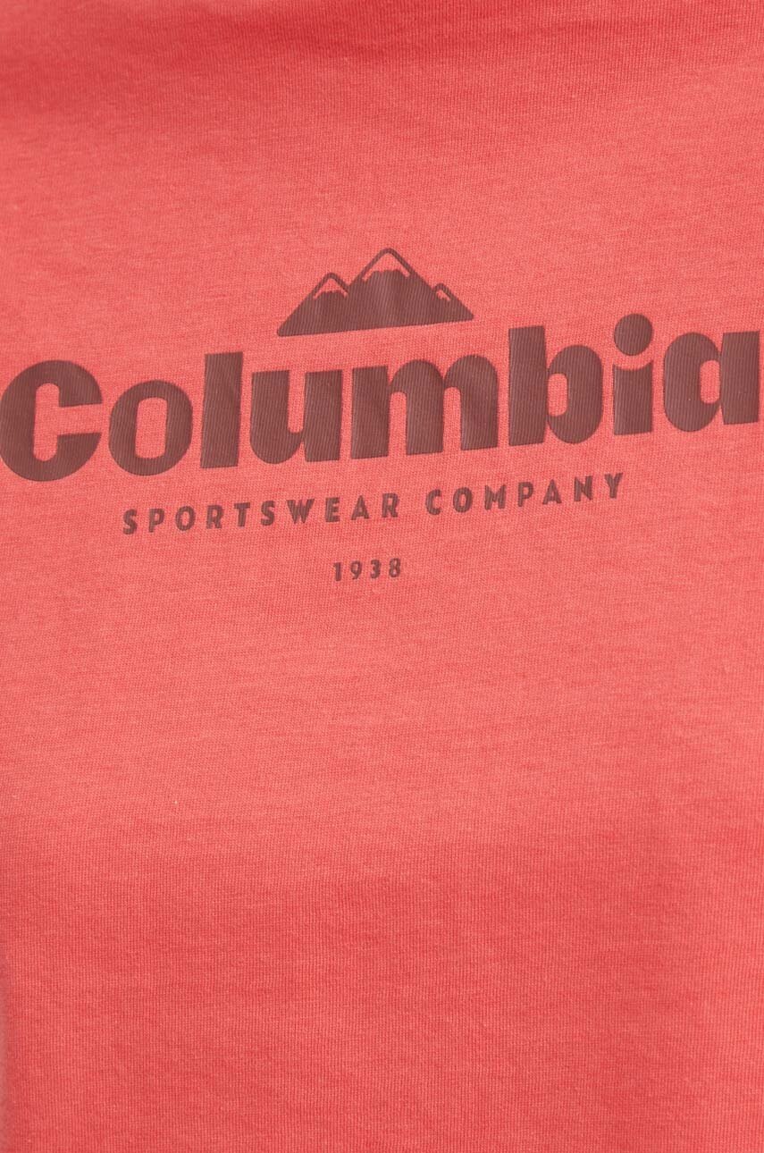 Βαμβακερό μπλουζάκι Columbia North Cascades γυναικεία, χρώμα: κόκκινο 1930051 φωτογραφία