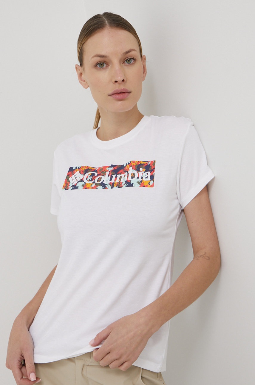 

Спортна тениска Columbia Sun Trek Ss Graphic в бяло, Бял