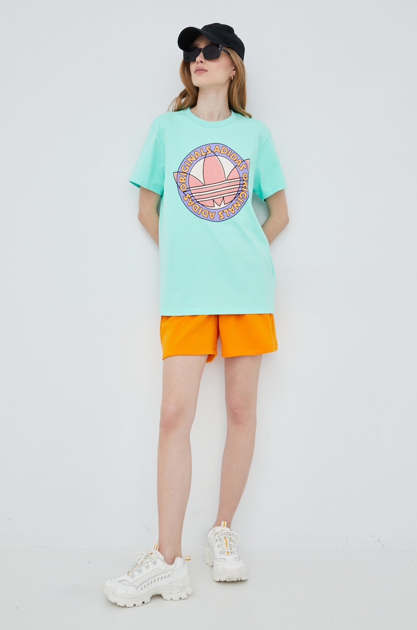 

Бавовняна футболка adidas Originals HC7057 колір бірюзовий