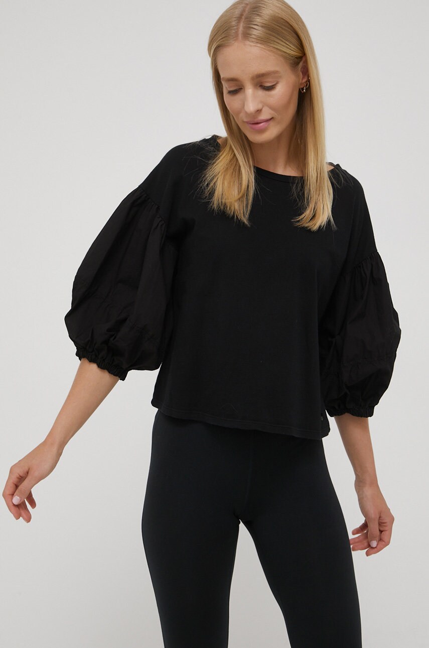 Deha bluza din bumbac culoarea negru