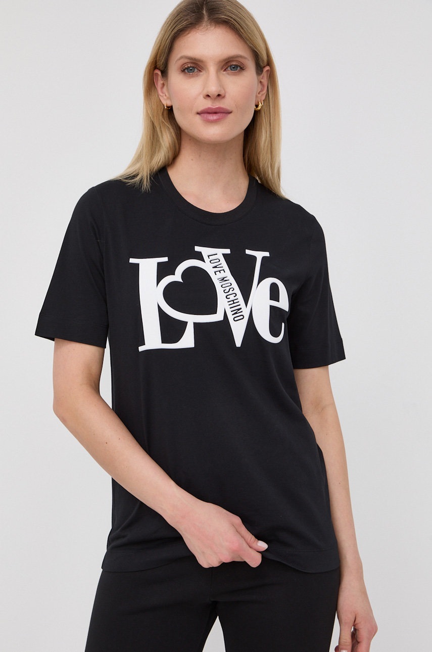 

Тениска Love Moschino в черно, Черен