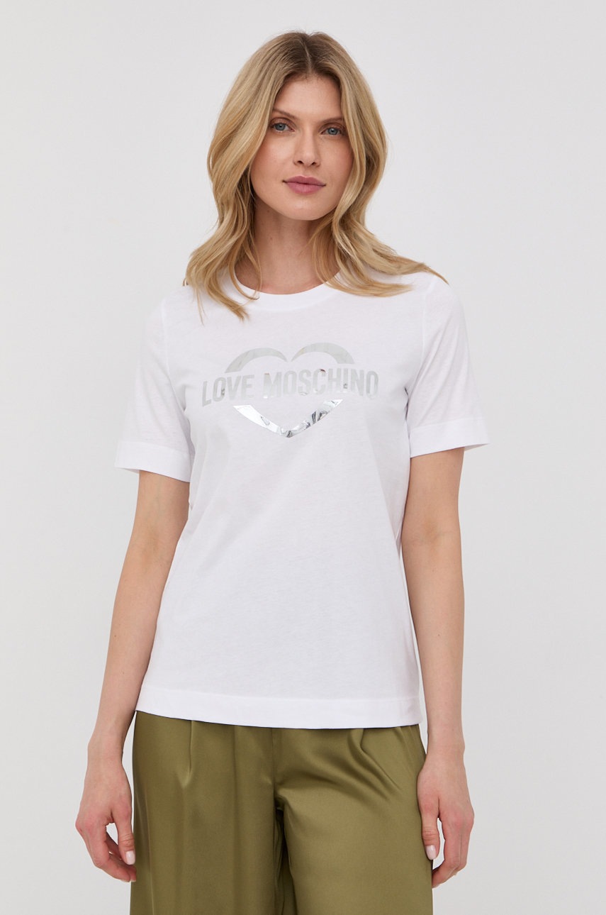 

Памучна тениска Love Moschino в бяло, Бял